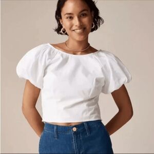 J. Crew Fitted Puff Sleeve Top White